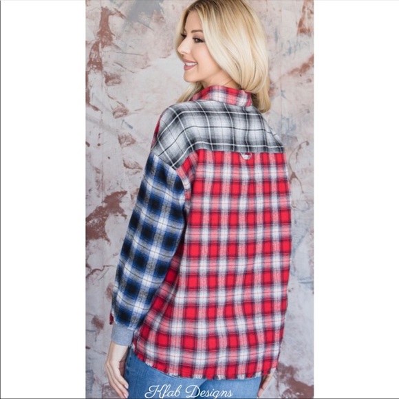 ❤️LAST ONE! Soft Multi Color Block Flannel Plaid Shirt! - Picture 6 of 7